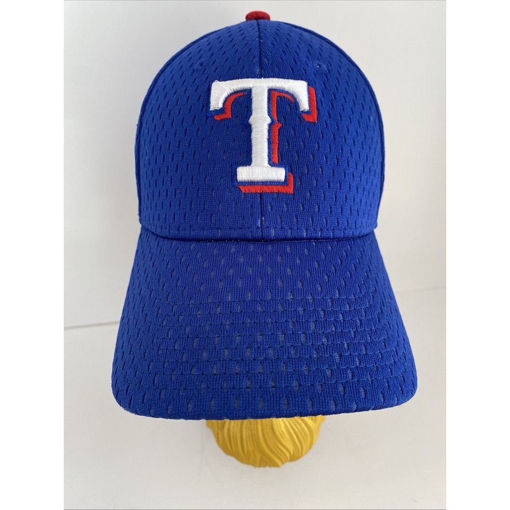 MLB Texas Rangers Baseball Hat Cap‎ M/L Raised Logo Mesh Style 395 Flex Fit